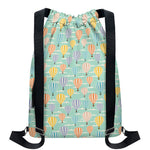 Retro Air Balloon Pattern Print Drawstring Backpack