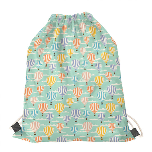 Retro Air Balloon Pattern Print Drawstring Bag