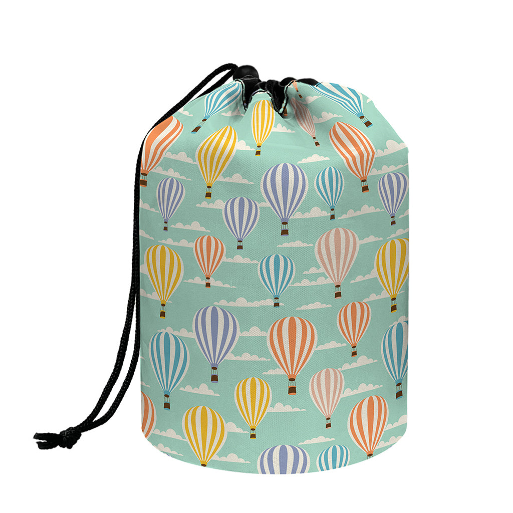 Retro Air Balloon Pattern Print Drawstring Makeup Bag