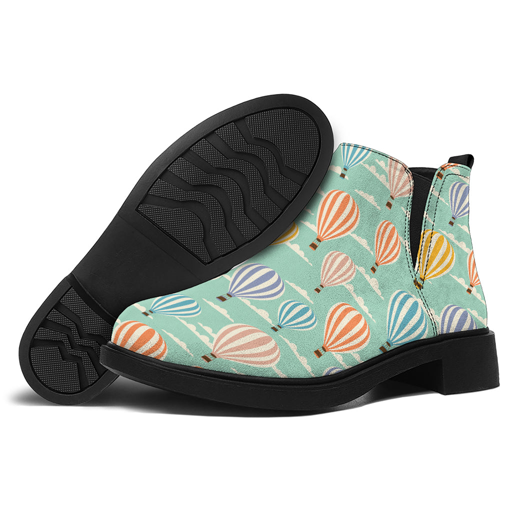 Retro Air Balloon Pattern Print Flat Ankle Boots