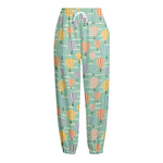 Retro Air Balloon Pattern Print Fleece Lined Knit Pants