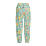 Retro Air Balloon Pattern Print Fleece Lined Knit Pants