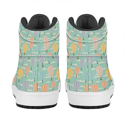 Retro Air Balloon Pattern Print High Top Leather Sneakers
