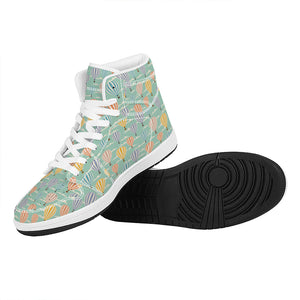 Retro Air Balloon Pattern Print High Top Leather Sneakers