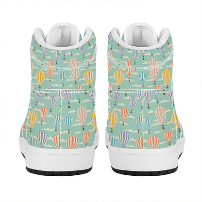 Retro Air Balloon Pattern Print High Top Leather Sneakers