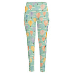 Retro Air Balloon Pattern Print High-Waisted Pocket Leggings