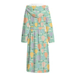 Retro Air Balloon Pattern Print Hooded Bathrobe