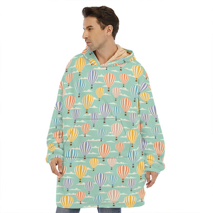 Retro Air Balloon Pattern Print Hoodie Blanket