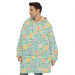 Retro Air Balloon Pattern Print Hoodie Blanket