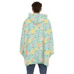 Retro Air Balloon Pattern Print Hoodie Blanket