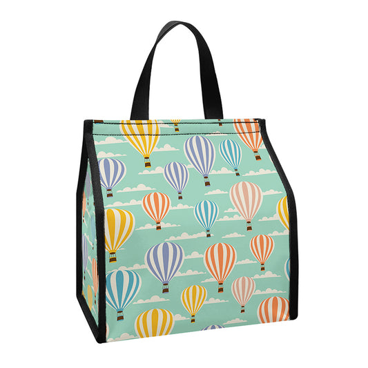 Retro Air Balloon Pattern Print Insulated Lunch Tote