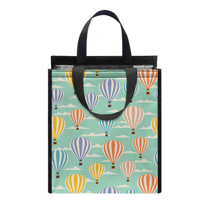 Retro Air Balloon Pattern Print Insulated Lunch Tote