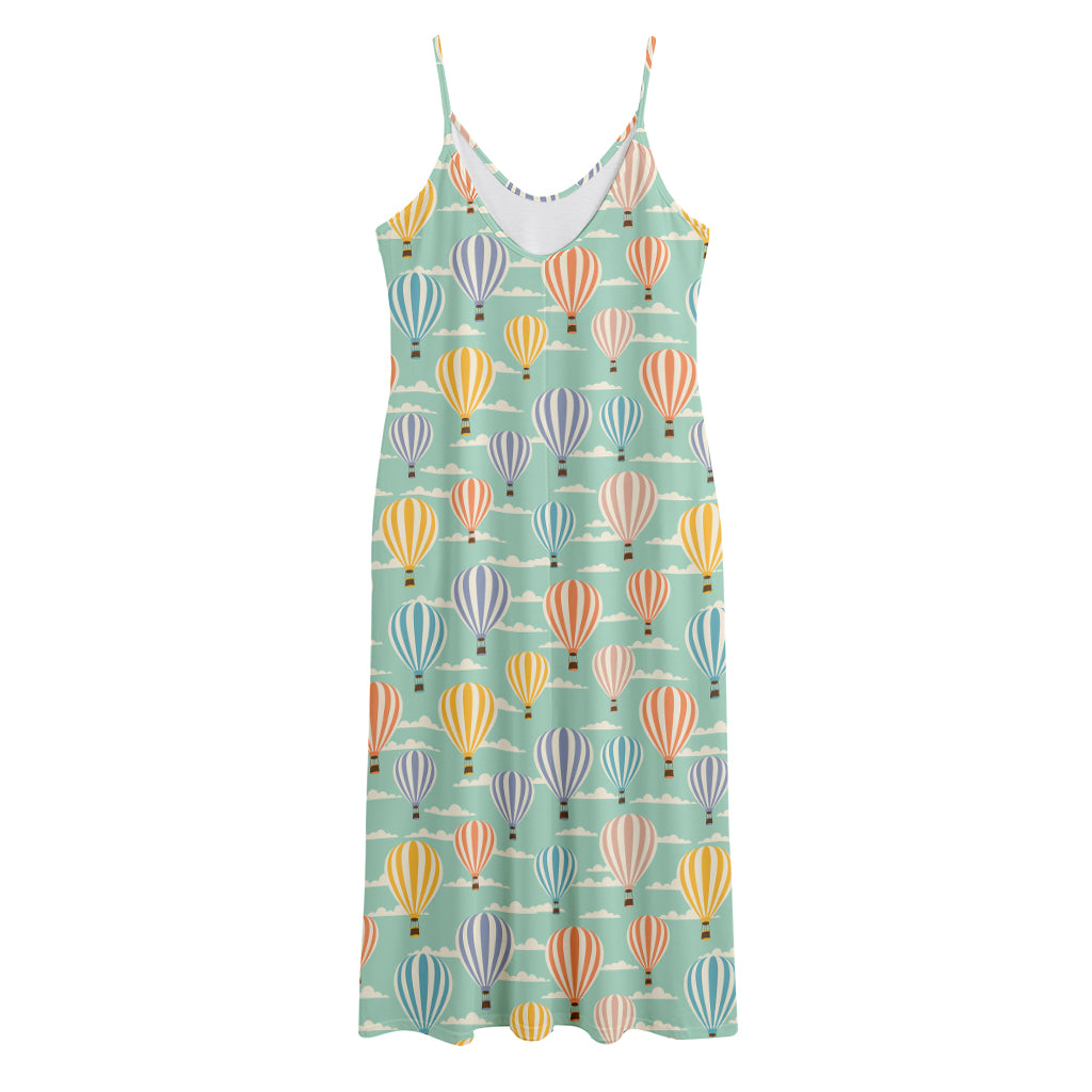 Retro Air Balloon Pattern Print Jersey Midi Cami Dress