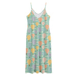 Retro Air Balloon Pattern Print Jersey Midi Cami Dress
