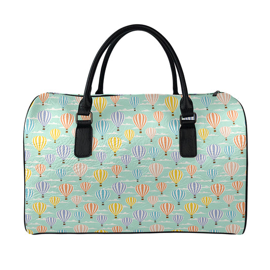 Retro Air Balloon Pattern Print Leather Duffle Bag