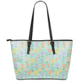 Retro Air Balloon Pattern Print Leather Tote Bag With Zipper