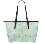 Retro Air Balloon Pattern Print Leather Tote Bag