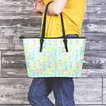 Retro Air Balloon Pattern Print Leather Tote Bag