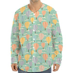 Retro Air Balloon Pattern Print Long Sleeve Baseball Jersey
