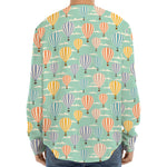 Retro Air Balloon Pattern Print Long Sleeve Baseball Jersey