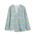 Retro Air Balloon Pattern Print Long Sleeve Short Coat