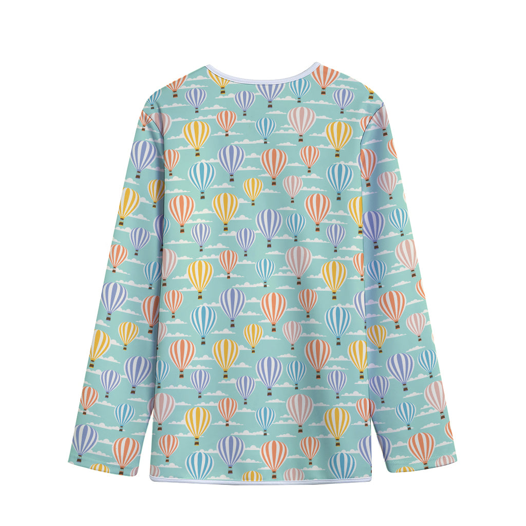 Retro Air Balloon Pattern Print Long Sleeve Short Coat