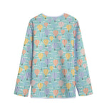 Retro Air Balloon Pattern Print Long Sleeve Short Coat