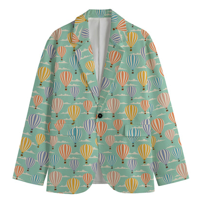 Retro Air Balloon Pattern Print Men's Blazer