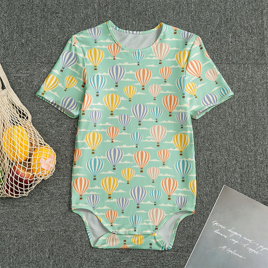 Retro Air Balloon Pattern Print Men's Bodysuit