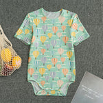 Retro Air Balloon Pattern Print Men's Bodysuit
