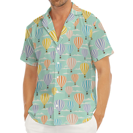 Retro Air Balloon Pattern Print Men's Deep V-Neck Shirt