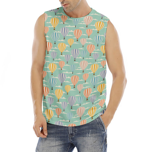 Retro Air Balloon Pattern Print Men's Fitness Tank Top