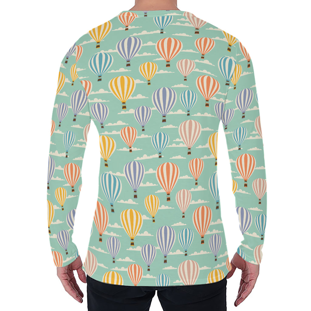 Retro Air Balloon Pattern Print Men's Long Sleeve T-Shirt