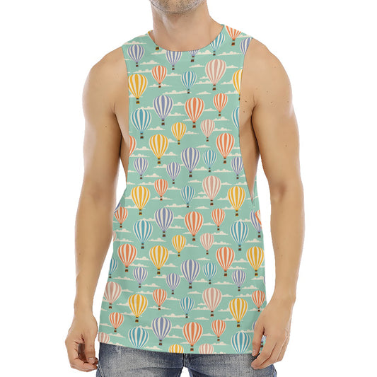 Retro Air Balloon Pattern Print Men's Muscle Tank Top