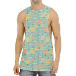 Retro Air Balloon Pattern Print Men's Muscle Tank Top