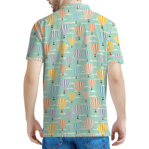 Retro Air Balloon Pattern Print Men's Polo Shirt