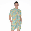 Retro Air Balloon Pattern Print Men's Romper