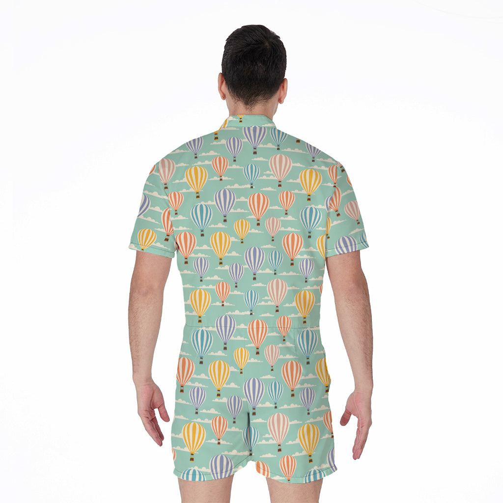 Retro Air Balloon Pattern Print Men's Rompers
