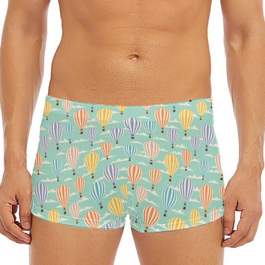 Retro Air Balloon Pattern Print Men's Short Boxer Briefs