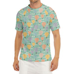 Retro Air Balloon Pattern Print Men's Short Sleeve Rash Guard