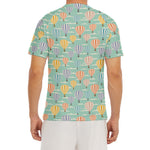 Retro Air Balloon Pattern Print Men's Short Sleeve Rash Guard