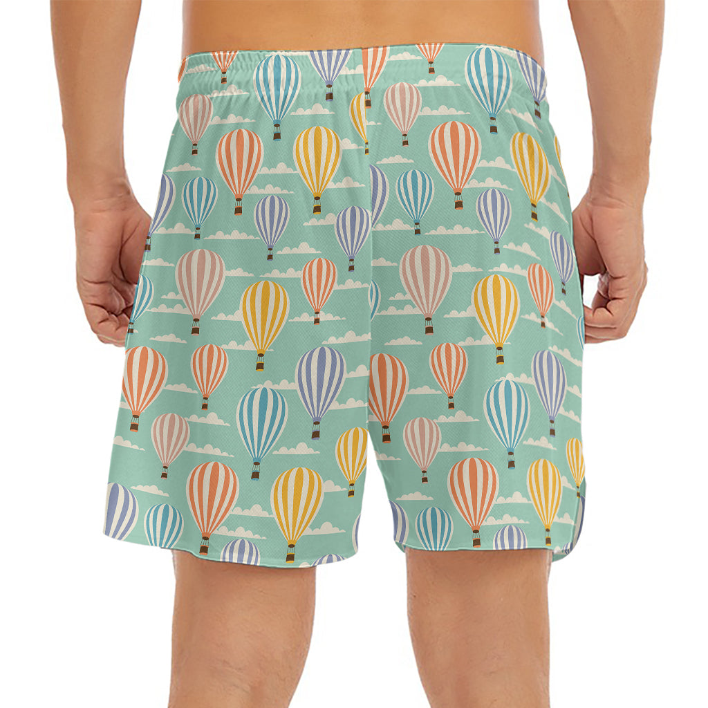 Retro Air Balloon Pattern Print Men's Split Running Shorts