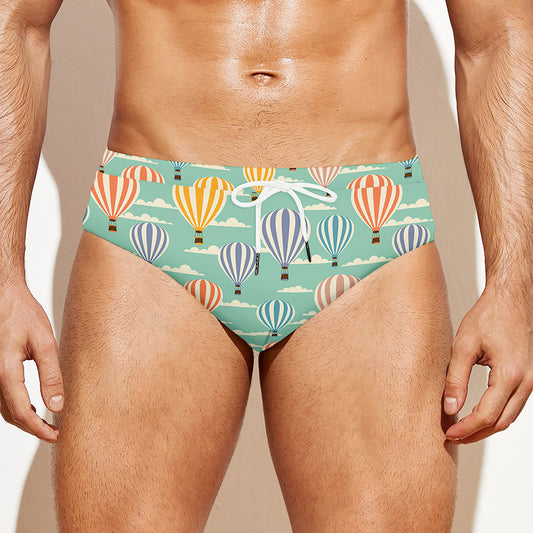 Retro Air Balloon Pattern Print Men's Swim Briefs