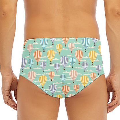 Retro Air Balloon Pattern Print Men's Triangle Swim Briefs