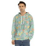 Retro Air Balloon Pattern Print Men's Velvet Pullover Hoodie