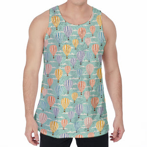 Retro Air Balloon Pattern Print Men's Velvet Tank Top