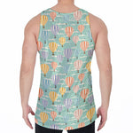 Retro Air Balloon Pattern Print Men's Velvet Tank Top