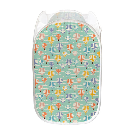Retro Air Balloon Pattern Print Mesh Laundry Hamper
