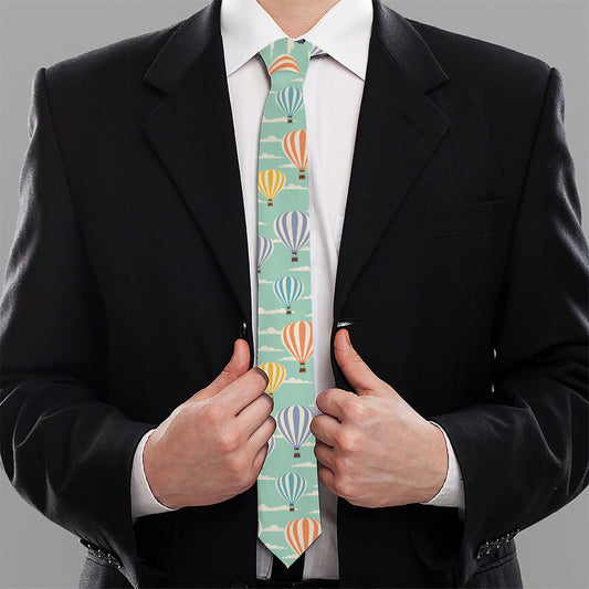 Retro Air Balloon Pattern Print Necktie