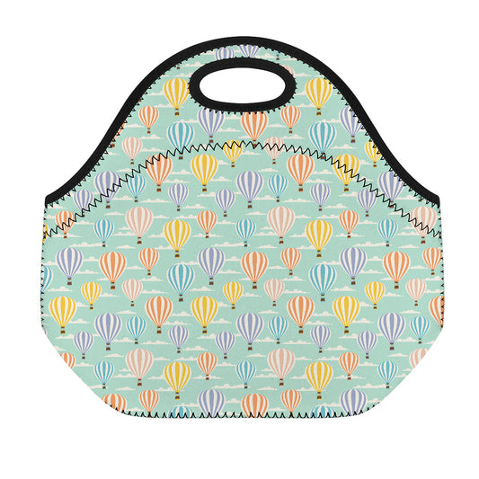 Retro Air Balloon Pattern Print Neoprene Lunch Bag